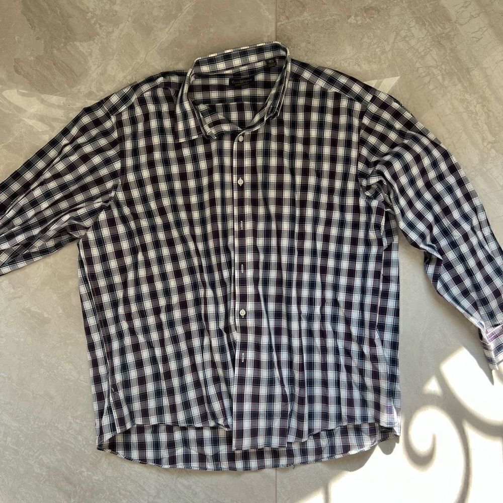 Club Room Black and White Checkered Men’s Long Sleeve Button up